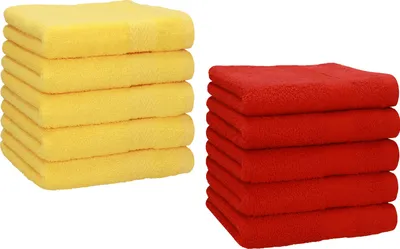Produktbild von Betz 10 Stück Seiftücher 30x30 cm PREMIUM 100% Baumwolle  Farbe: gelb und rot