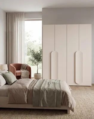 Produktbild von AX LIVING Omodeo Kleiderschrank 200 cm breit – Kaschmir mit abgerundeten Griffen