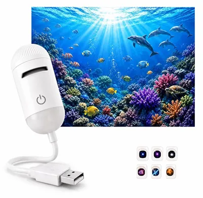 5D Sternenhimmel & Ozean Projektor, 360° USB Nachtlicht, 6 Filmstreifen