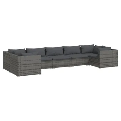 Obrázek produktu pro vidaXL 7dílná zahradní lehátková souprava s polštáři Poly Rattan Grey