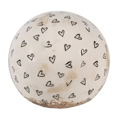 Immagine prodotto di Palla decorativa Clayre & Eef Ø 12x12 cm Cuori in Vetroceramica nera beige