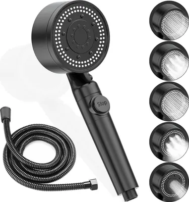 Produktbild von Duschkopf mit 1,5M Schlauch – Turbogeladenes Design Hochdruck Handbrause, Wassersparend, 5 Sprühmodi
