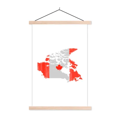 Produktbild von MuchoWow® Textilposter Kanada - Flagge - Karte 120x180 cm mit holzfarbenen Rahmen - Textil-Plakat
