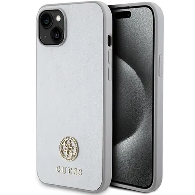 Produktbild von Guess Strass Metall Logo Etui Für Iphone 15 - Silber