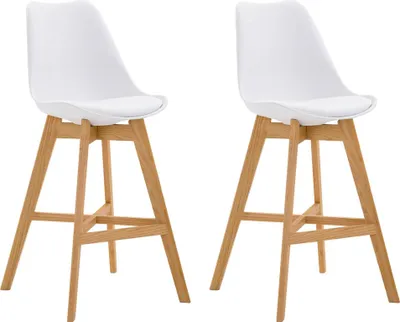 Produktbild von 2er Set Barhocker DUMIR - Kunststoff Weiß 48x56x112 cm | Barstuhl Mit Lehne Tresenhocker Tresenstuhl Kneipenhocker Kneipenstuhl
