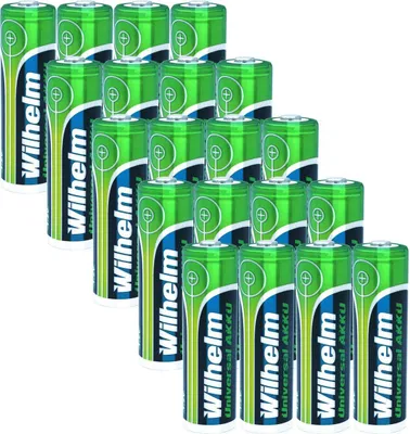 A collection of AA batteries arranged in rows.