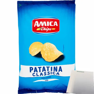 Produktbild von Amica Chips Patatina Classica gesalzen (450g Tüte) + usy Block