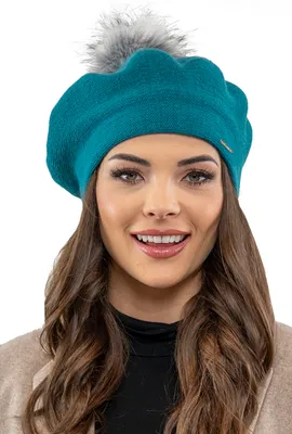 Produktbild von Vivisence Baskenmütze Damen mit bommel Universalgröße - Mütze Damen Elegant Frau Strickmütze herbst warm Kopfbedeckung klassisch Wintermütze - Türkis