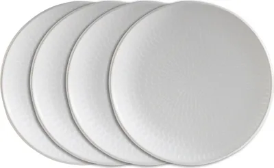 Produktbild von Dessertteller - Weiß matt - Steingut - mit kreisförmiger Reliefprägung - 4er Set