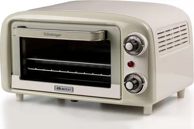 A vintage-style countertop toaster oven.
