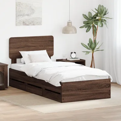 Obrázek produktu pro vidaXL Rám postele hnědý dubový vzhled 90 x 190 cm materiál na bázi dřeva