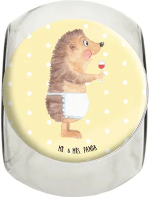 Produktbild von Mr. & Mrs. Panda Bonboniere Igel Wein L 870ml - Gelb Pastell - Geschenk, Dekoglas, Bonbonglas, gewürzglas, Frischhaltedose, Lebensmittelbehälter, Weißwein, Weinglas