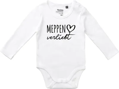 Produktbild von Huuraa Baby Body Meppen verliebt 74 White  Baumwolle Fairtrade Langarmbody Geschenkidee