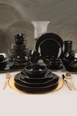 Immagine prodotto di Set di stoviglie Keramika - Ege Black Gold - 44 pezzi - 6 persone - gres