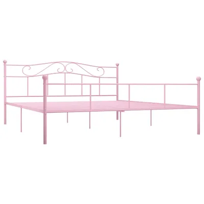 Image de vidaXL Lits de lit en métal rose 200×200 cm