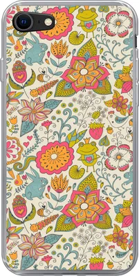 Produktbild von MuchoWow® Handyhülle Schutzhülle Hülle für Telefoonhoesje iPhone SE 2020 Mädchen - Kaninchen - Frosch - Muster - Mädchen - Kinder - Kinder - Kind Silikon Softcase Handy Hülle - Kartenbesitzer