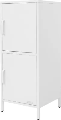 Produktbild von ML-Design Aktenschrank 40x101,5x40 cm Weiß aus Stahl Büroschrank mit 2 Türen und verstellbaren Regalböden Aufbewahrungsschrank für Büro Homeoffice