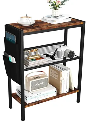 Image de Petite table d'appoint avec espace de rangement, design à 3 niveaux idéale pour les petits espaces