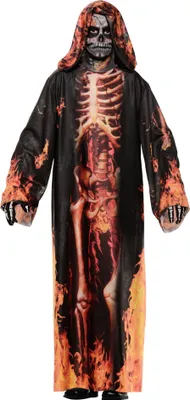 Produktbild von Feuerskelett - Horror Halloween Kostüm Kinder Kindergröße: 146-152