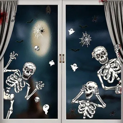 Image de Décorations d'Halloween, images de squelettes à faire soi-même, autocollants de crânes d'Halloween à utiliser pour les fêtes d'Halloween