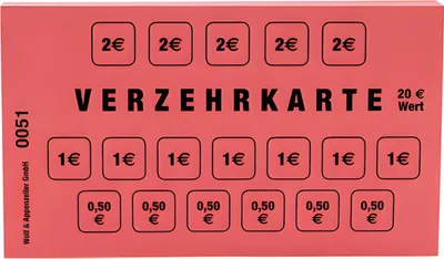 Produktbild von Verzehrkarte Wert 20 Euro 50 Bl. pro Block 120x70mm