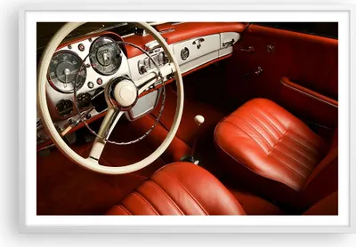 Produktbild von Gerahmtes Poster - Weißer Rahmen - Auto Innenraum Klassisch - 91,5x61 cm - Wand Bild - Wanddeko - Wandbilder - Kunstposter - Wandposter - Bilderrahmen - Bilder - Kunstdruck - Wandbild P2WAA91x61-0149
