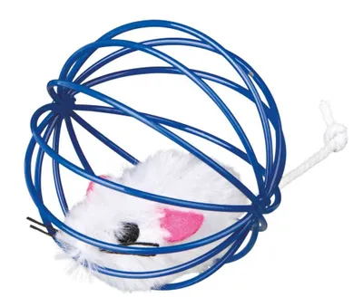 Productafbeelding van Trixie, 24 pluche muizen in een kooi-bal, diameter 6 cm