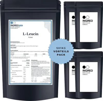 Produktbild von L-Leucin - Vegan Pulver (40-100 Mesh) – 5kg (5X1kg)
