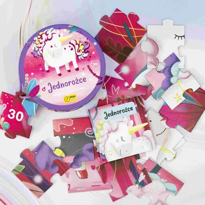 Immagine prodotto di Puzzle 30 A tutto tondo + libro "Unicorni"