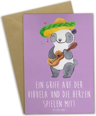 Produktbild von Mr. & Mrs. Panda Grußkarte Vihuela Herzklang - Lavendeltraum - Geschenk, Saiteninstrument, Musikinstrument, Klappkarte, osterkarte, Herz, Grußkarten, Musiker, Saitenklang