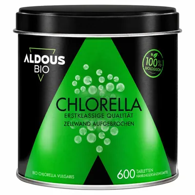 Produktbild von 600 Chlorella Presslinge - 3000 mg pro Tagesdosis - mit aufgebrochenen Zellwänden - 100% Rein & Natürlich, DETOX, ohne Zusätze - Vegan Protein
