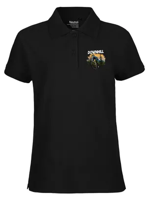 Produktbild von Huuraa Damen Polo Shirt Downhill Bike XS Black Bio Baumwolle Fairtrade Poloshirt Geschenkidee