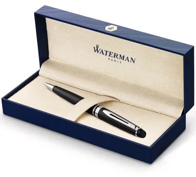 Produktbild von Waterman Expert Kugelschreiber | Mattschwarz | Chromzierteile | Mittlere Spitze | Blaue Tinte | Geschenkbox