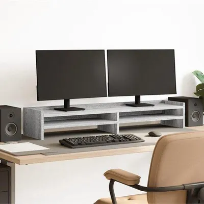 Produktbild von Monitorständer 100 cm - Sonoma-Grau - höhenverstellbar - ergonomische Bildschirmhöhenverstellung - Vemera