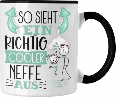 Produktbild von Trendation - Neffe Tasse Geschenk So Sieht Ein RIchtig Cooler Neffe Aus Geschenkidee Lustiger Spruch Geburtstag Becher Kaffeetasse (Schwarz)