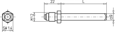 Produktbild von ECO Wechselstift für Stangengriff, 110 mm mit Längsnut,, VK 9 mm, Stahl verzinkt