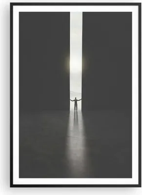 Produktbild von Gerahmtes Poster - Schwarzer Rahmen - Tor Mensch Licht - 70x100 cm - Wand Bild - Wanddeko - Wandbilder - Kunstposter - Wandposter - Bilderrahmen - Bilder - Kunstdruck - P2BPA70x100-4698