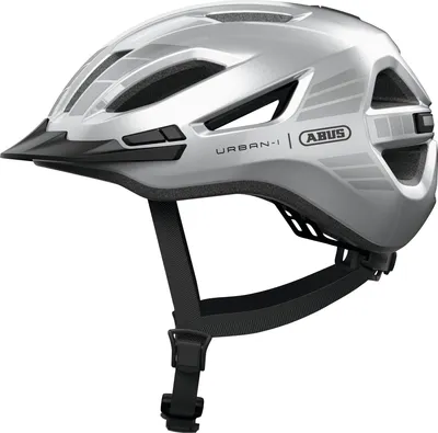 Immagine prodotto di ABUS Urban-I 4.0 LR city helmet - casco da bici con apertura a codino, visiera, chiusura magnetica - predisposizione per il montaggio a posteriori della luce posteriore - per adolescenti, donne e uomini - taglia S, argento