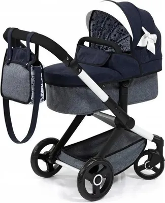 Produktbild von Bayer Design 17081AA Puppenwagen Xeo mit Tasche, höhenverstellbarer Griff, Schwenkschieber, wandelbar als Puppenjogger, bewegliche Vorderräder, integr