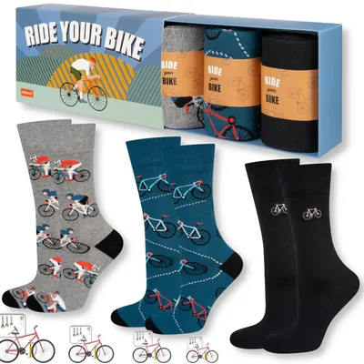 Produktbild von Lustige Herren-Socken Gr. 40-45 mit FAHRRAD-MOTIV von SOXO – Geschenke für Männer zum Geburtstag