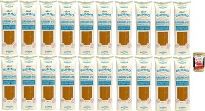 Produktbild von Rummo Pasta Nudeln Glutenfreie Linguine, Bronze Gezeichnete gluteinfrei, perfekt für Menschen mit Zöliakie oder Glutenunverträglichkeit, 20x 400 g + Italian Gourmet polpa 400g