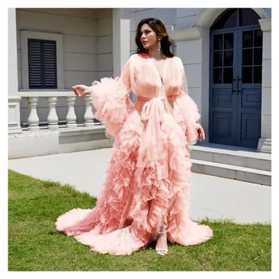 Produktbild von Damen Tüllkleid Umstandskleid Kimono Bademantel für Babyparty