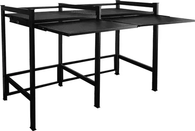 Produktbild von Doppel Waschmaschinenregal 146x65x99cm mit Auszug Schwarz Standregal Trockner Aufbewahrungsorganisator Badezimmer