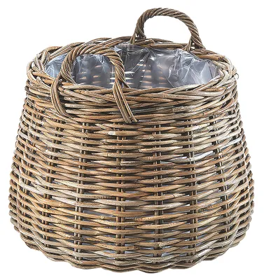 Produktbild von Lockardi Pflanzkorb Pflanzkübel rund XXL aus Rattan mit Folie ausgeschlagen - Übertopf Zimmerpflanzen Blumenkorb Blumentopf