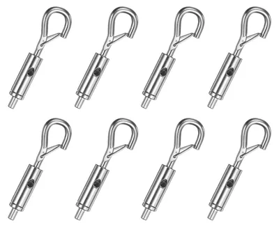 8 Stahl-Haken mit Öse und Zugseil, 1,2-1,5 mm Kabeldurchmesser