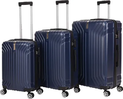 Produktbild von VERTICAL STUDIO "Kittilä" Koffer 3er-Set (20"/24"/28"), 4 Rollen, 3-stelliges Zahlenschloss, Teleskopgriff, platzsparend stapelbar navy | VS-84