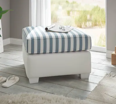 Produktbild von Polsterhocker 80 cm weiss blau gestreift Wales