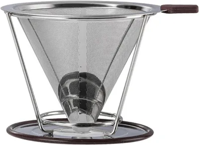 Produktbild von Wiederverwendbarer Kaffeetropfer zum Aufgießen mit Edelstahl-Metallkegelfilter ohne Papier, Tasse, Sieb und Netzfilter