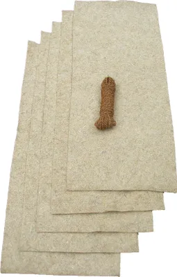 Produktbild von Unkrautschutzmatte aus 100% Hanf, 150 x 50 cm 7 mm dick 5er Pack incl. 15 m Kokosseil gratis