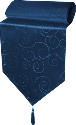 Produktbild von Tischläufer 33x100 cm Blau Damast Ornamente klassisch Tischdecke Läufer spitz zulaufend